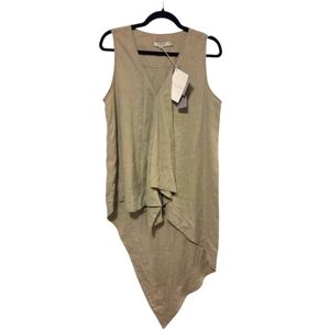 NWT Velia Sierra Designer Linen Tunic‎ Top Sleeveless Asymmetrical Hem Small